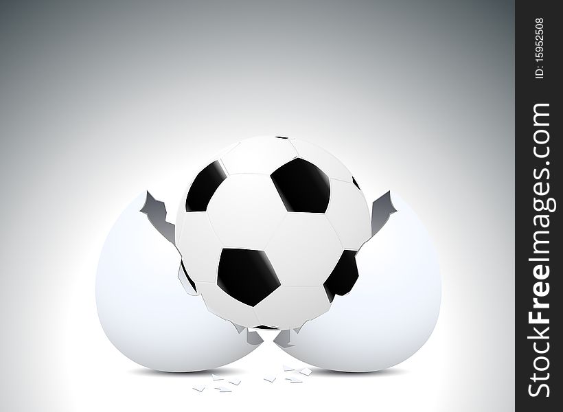 Fresh Soccer Idea, football out of Egg Shell. Fresh Soccer Idea, football out of Egg Shell