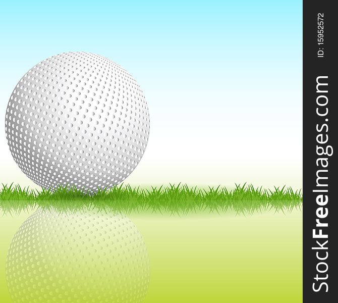 Illustration, ball for golf on field for golf