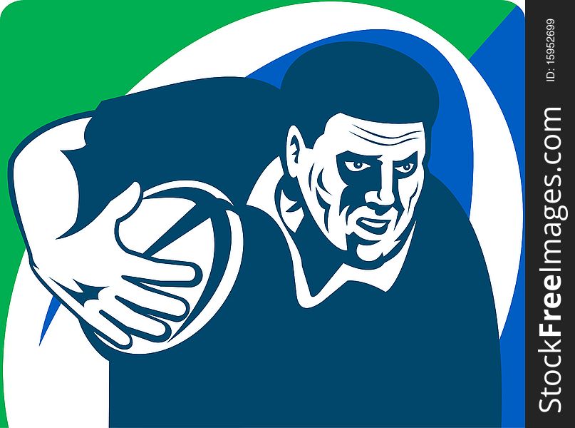 Illustration of a rugby player running with ball. Illustration of a rugby player running with ball