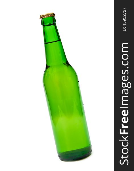 Cold beer bottle isolated on white. Cold beer bottle isolated on white