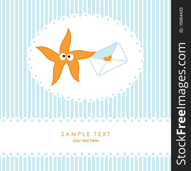 Greeting card with starfish and place for text