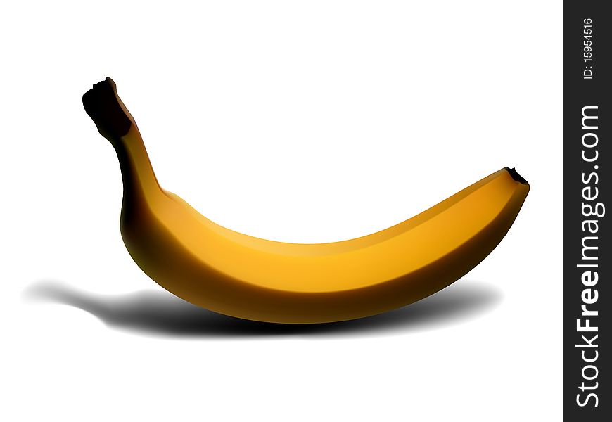 Banana isolated on white, illustration clip-art