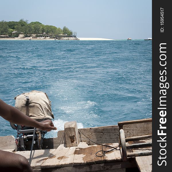 Leaving Prison Island, Zanzibar on an old fishing Dhow. Leaving Prison Island, Zanzibar on an old fishing Dhow