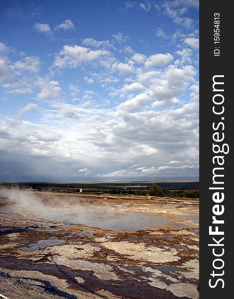 Geothermal area in Geysir region in Iceland