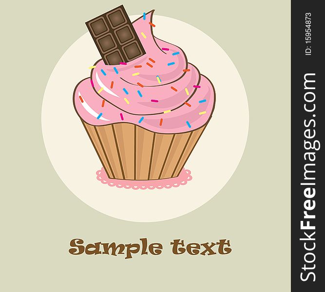 Birthdays card with cupcake.Vector illustration