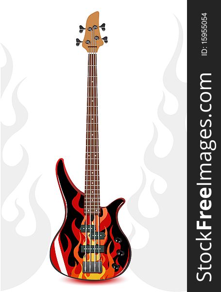Vector black bass guitar