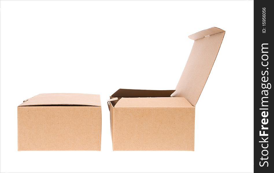 Brown cardboard box, Isolated on white.