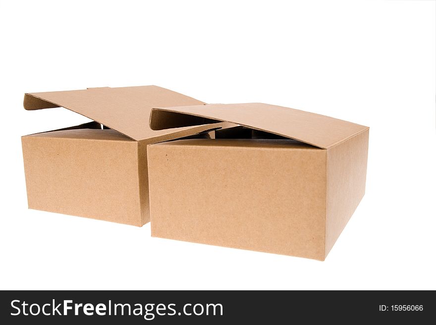 Brown Cardboard Box, Isolated On White.