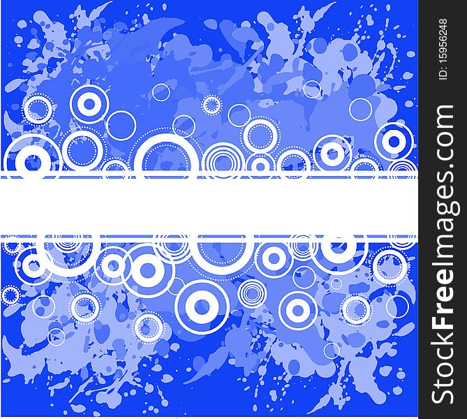 Abstract spattered blue background with white rings