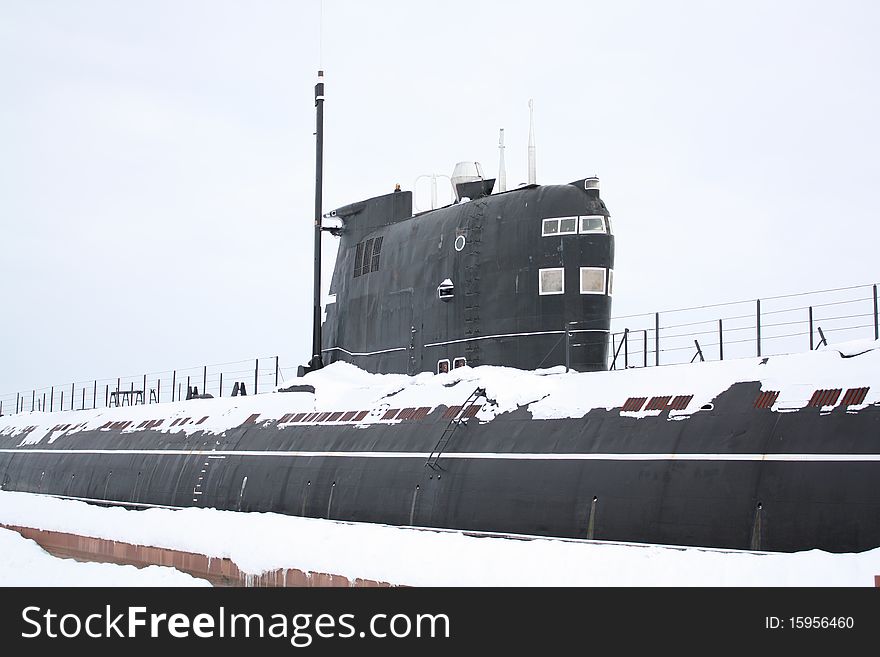 Submarine as a monument installed in the White Sea-Baltic Canal, Russia. Submarine as a monument installed in the White Sea-Baltic Canal, Russia