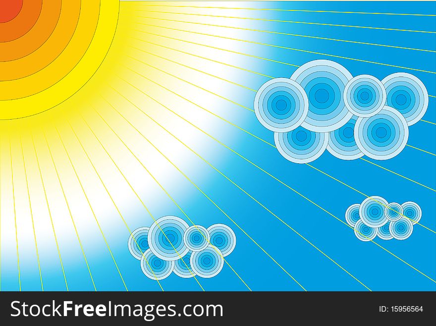 The abstract sun and clouds background. The abstract sun and clouds background