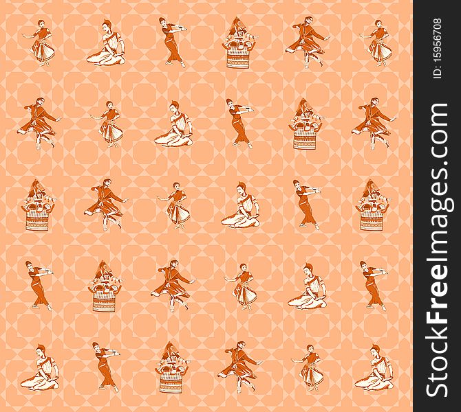 Pattern background of indian dance postures