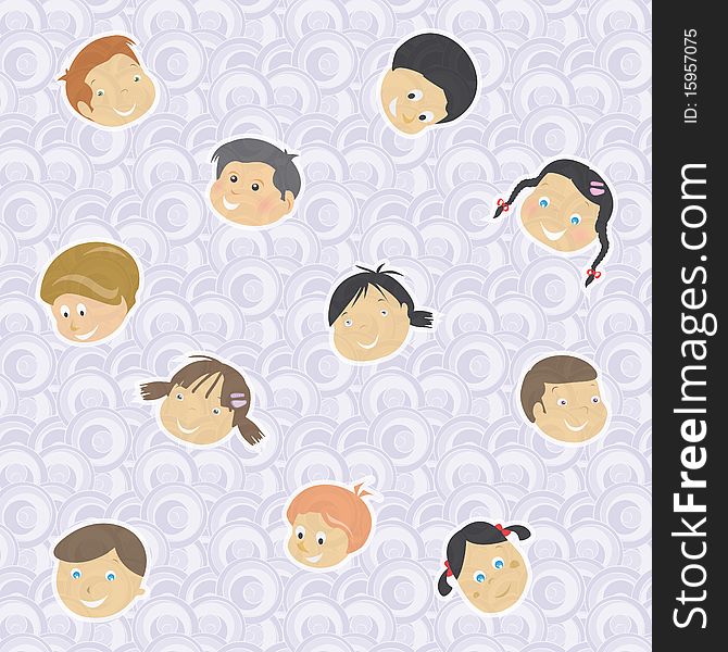 Pattern background of children faces