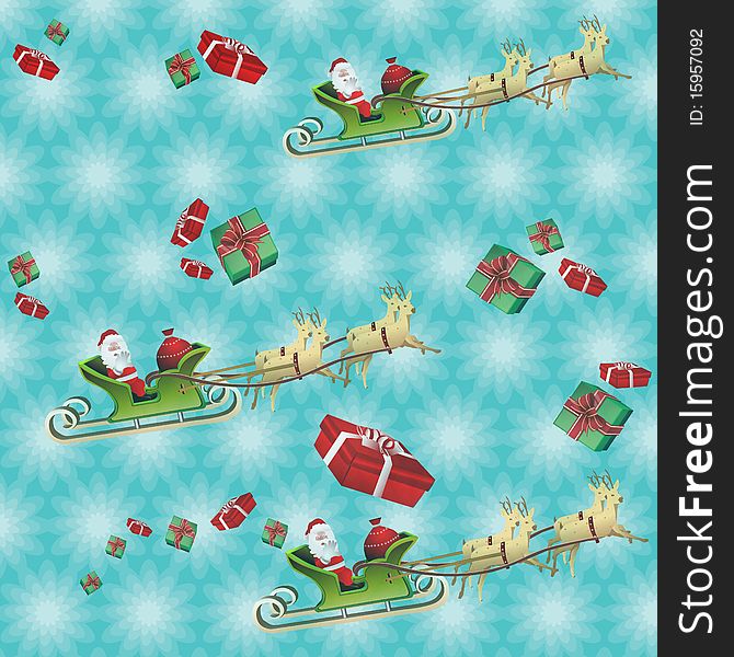 Pattern background of santa claus and gift boxes
