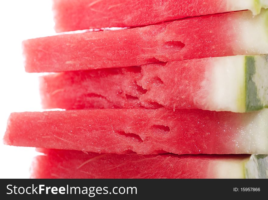 Five pieces of watermelon isolated over white. Five pieces of watermelon isolated over white.