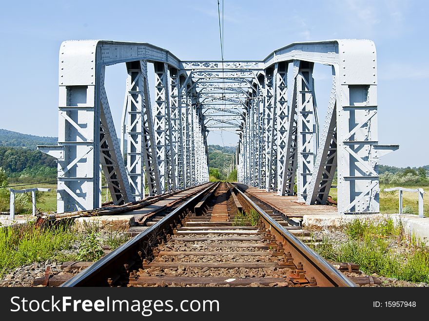 Railroad bridge that passes over water