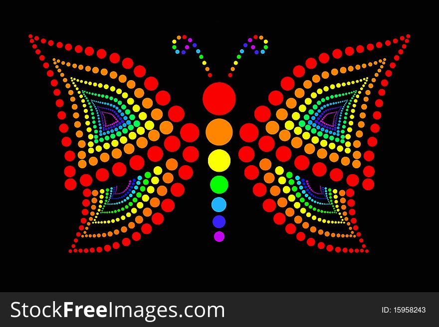 Colorful butterfly at the black background
