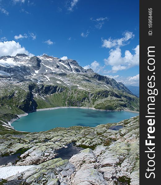 Beautifully situated alpine lake in the Alps Weissee. Beautifully situated alpine lake in the Alps Weissee