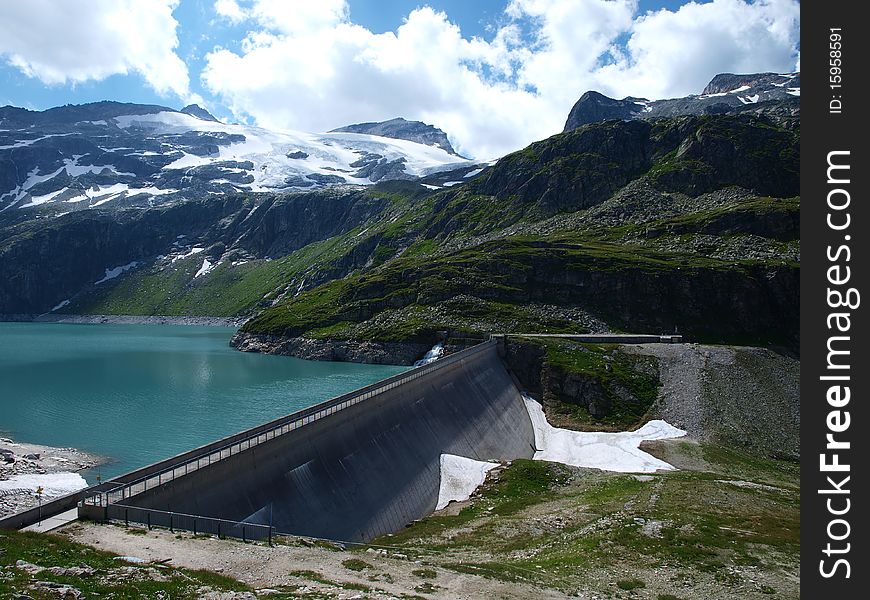 Beautifully situated alpine lake in the Alps Weissee. Beautifully situated alpine lake in the Alps Weissee