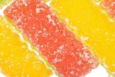Fruit Candy Slices On The White Stock Photos