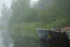 Boat On Misty Lake Royalty Free Stock Photography Boat On Misty Lake Royalty Free Stock Photography