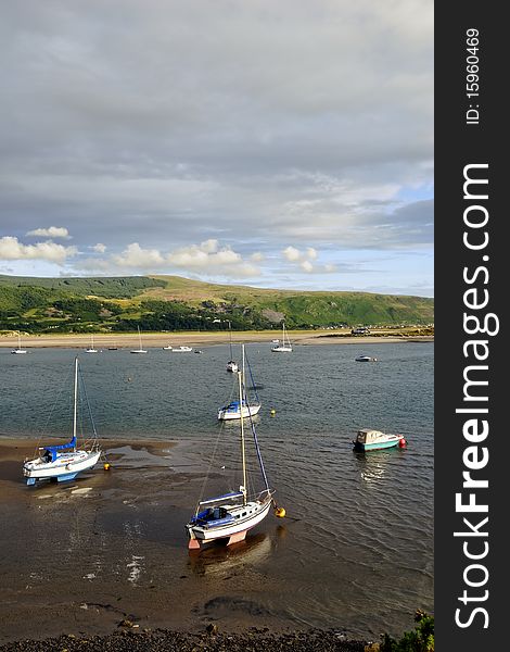 Small boats moored in Barmouth Harbour, Gwynedd, North Wales. Small boats moored in Barmouth Harbour, Gwynedd, North Wales