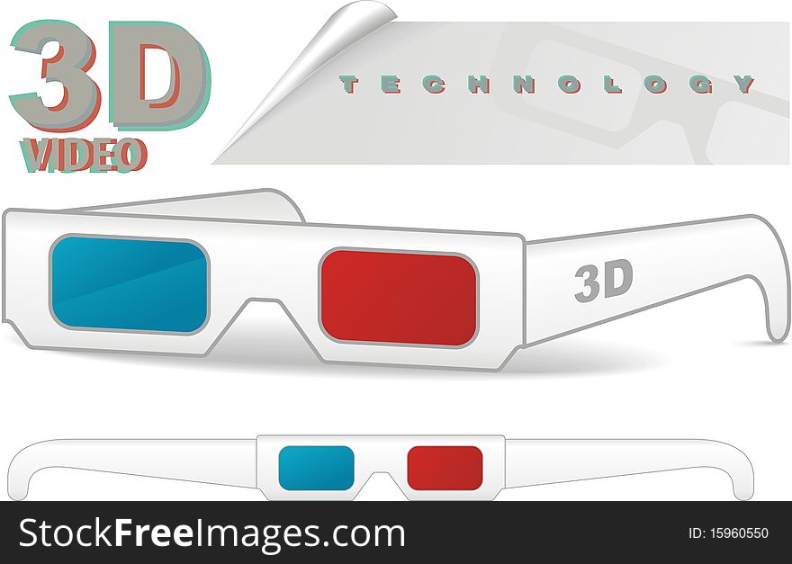 An illustration of stereo eyeglasses for 3d pictures and movies