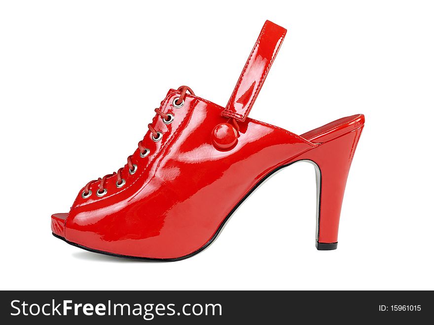 Red leather shoe | Isolated