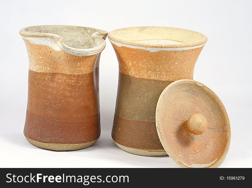 Close up of two small pots.