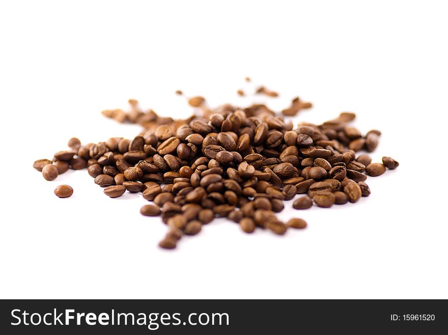 Small circle aromatic coffee on white background
