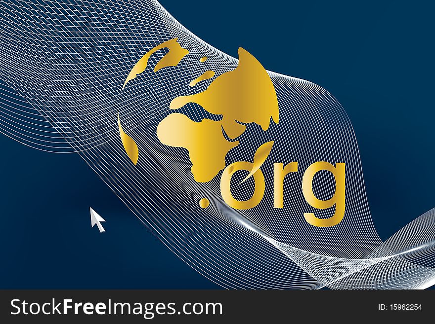 Abstract and Business Background with globe map and wavy lines.