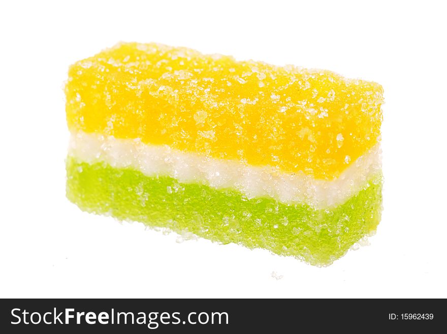 Fruit candy slices on the isolated white. Fruit candy slices on the isolated white