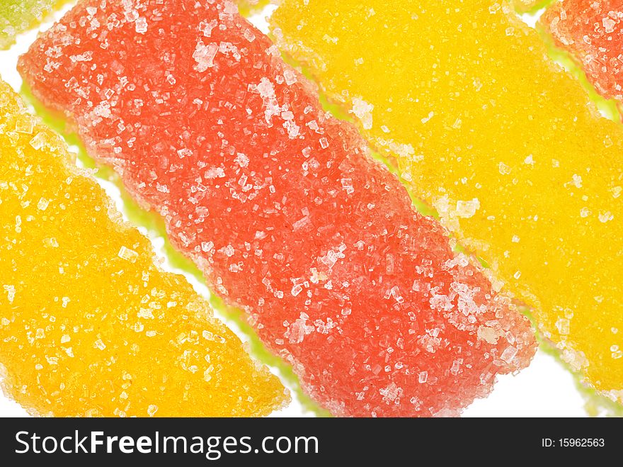 Fruit Candy Slices On The White