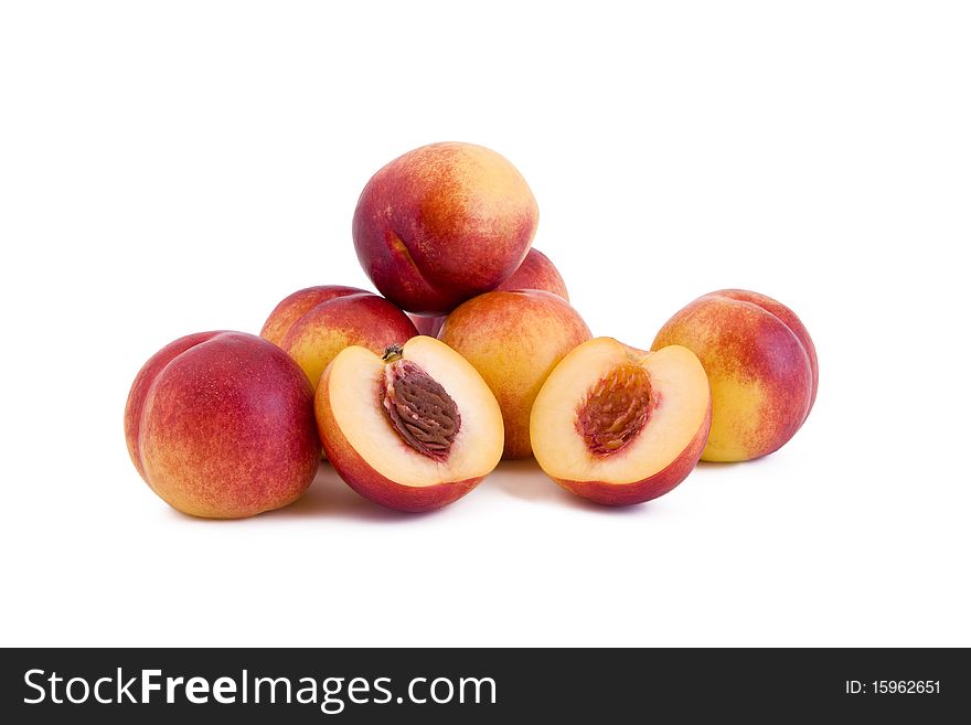 Red peach, fruit isolated on white background. Red peach, fruit isolated on white background