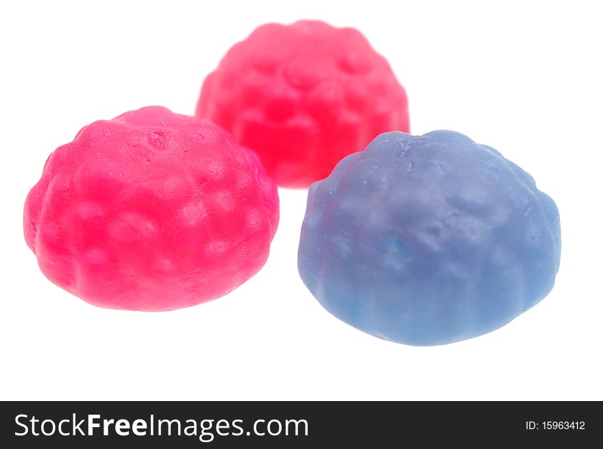 Soft colored jelly lollies isolated over white