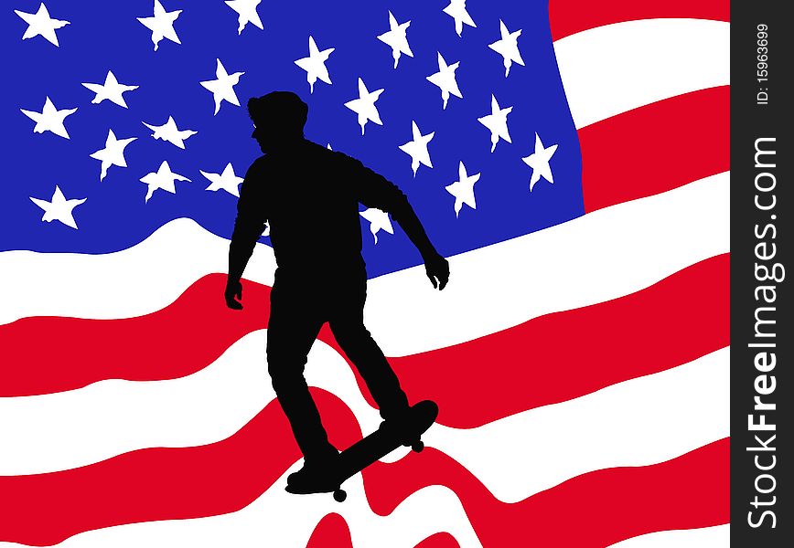 American Skater Vector Card