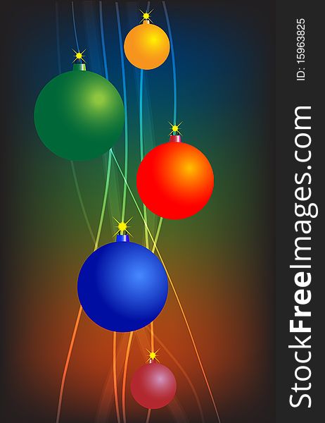 Bright lines with Christmas balls. Vector EPS10 illustration