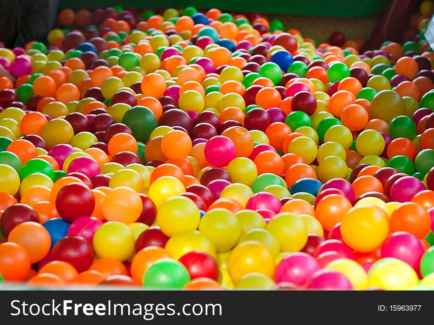 Plastic balls as a pool to dive children in playgrounds without getting hurt