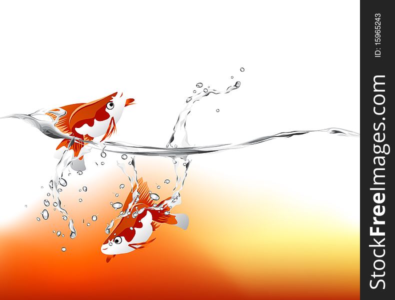 A goldfish jumping out of the water to escape to freedom.