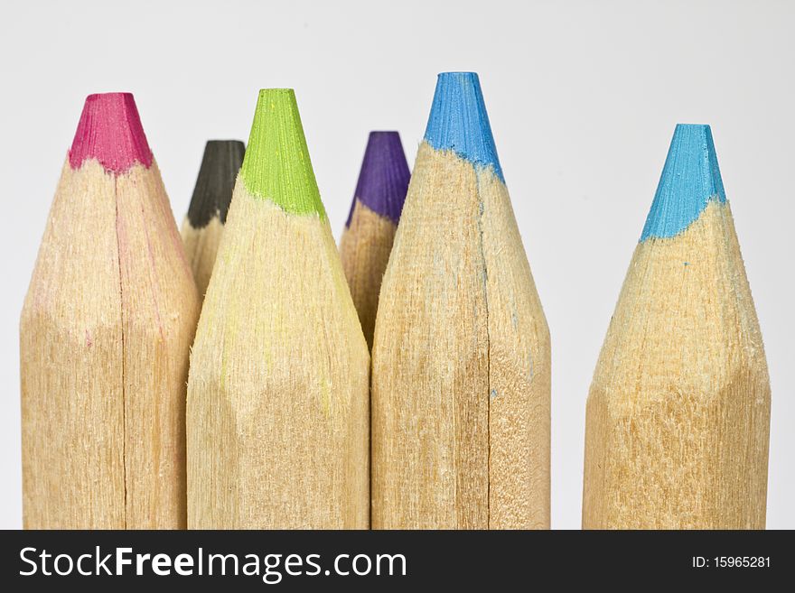 Macro shot of colored pencils.