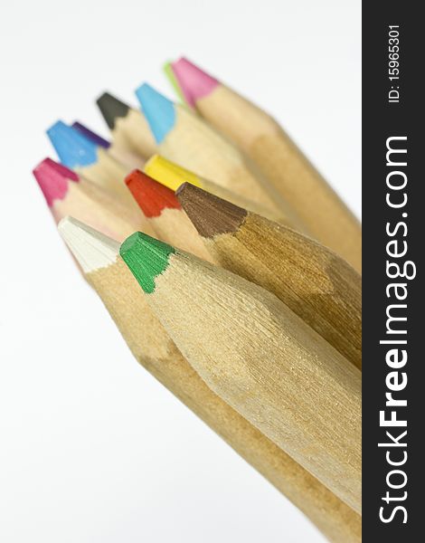 Macro shot of colored pencils.