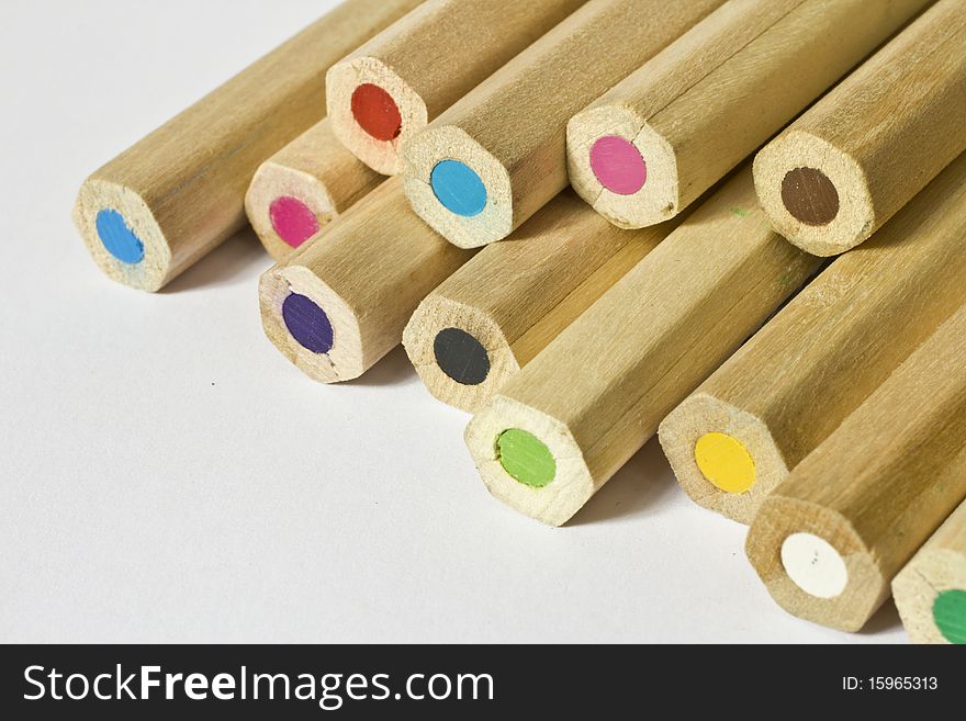 Macro shot of colored pencils.