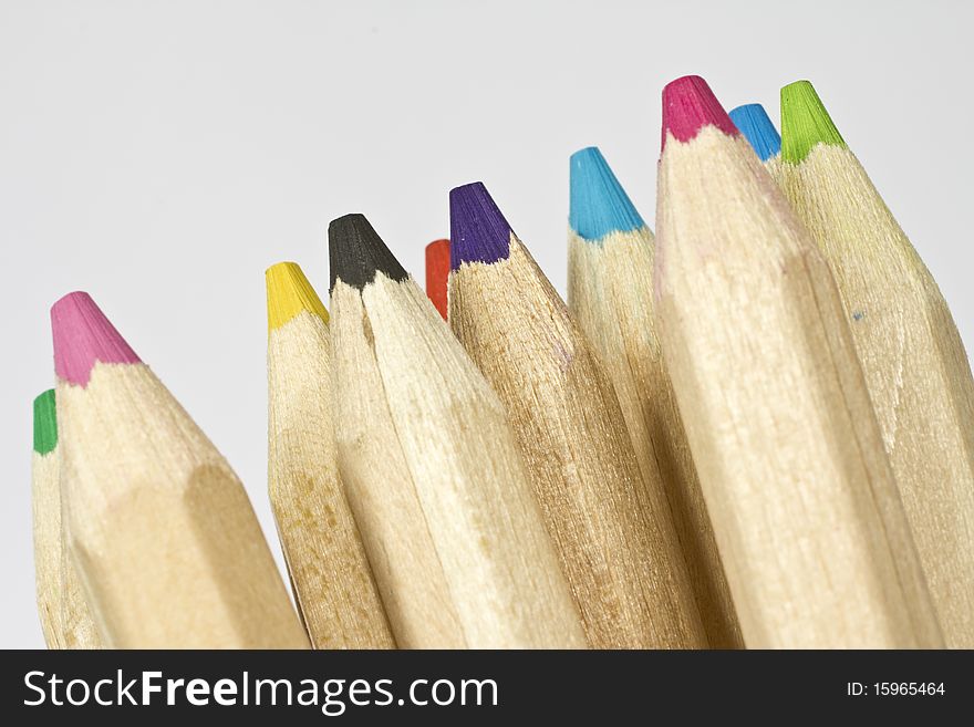 Macro shot of colored pencils.