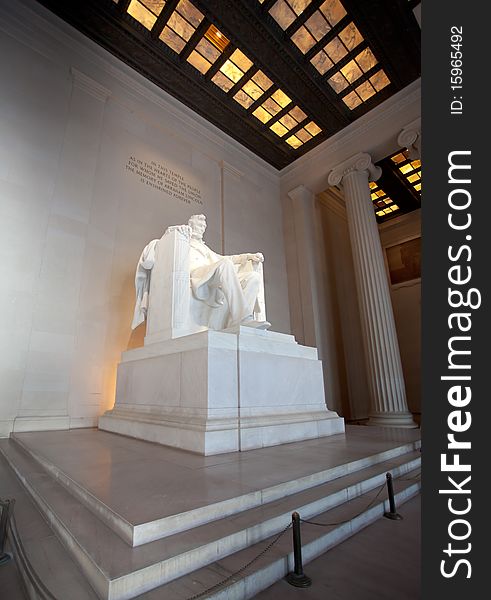 Abraham Lincoln in his seat at the Lincoln Memorial, Washington, DC.