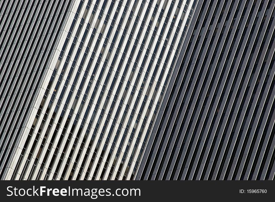 An abstract perspective on two skyscrapers forms a series of parallel diagonal lines. An abstract perspective on two skyscrapers forms a series of parallel diagonal lines