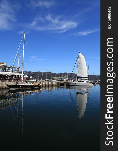 South africa  bay, a sailboat ready to sail