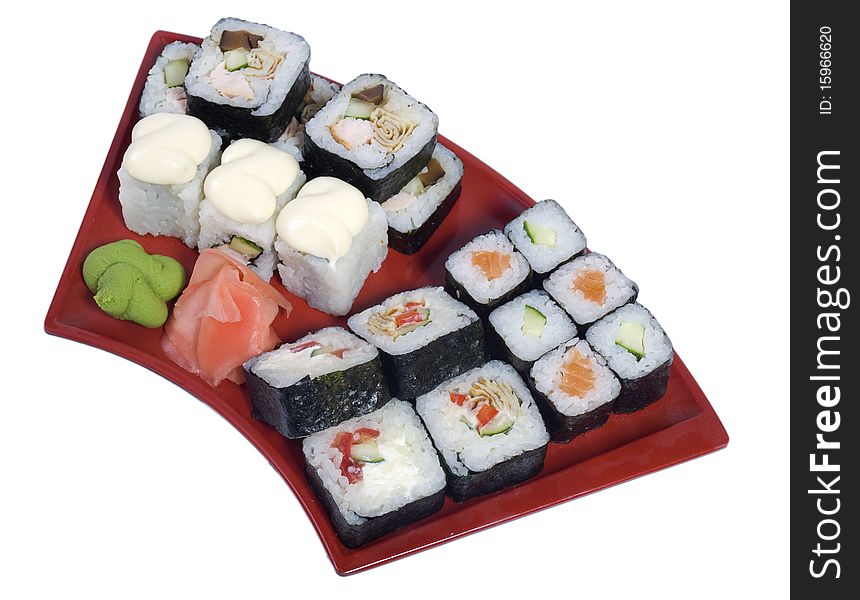 Photo of a rolled and sushi