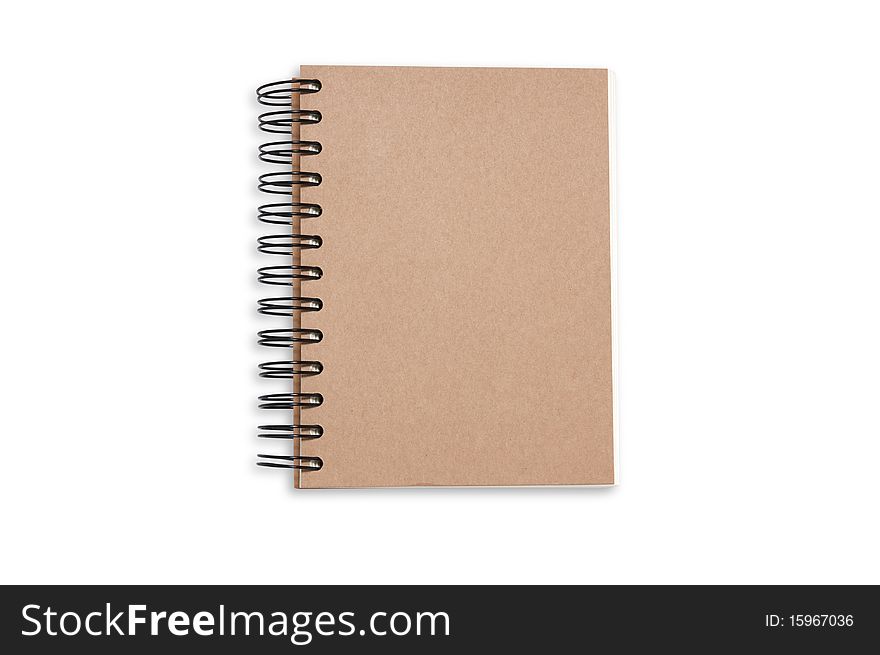 Recycled paper notebook hard cover in isolated with paths