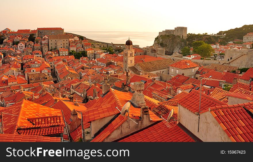 Sunset in Old Town. Dubrovnik, Croatia. Sunset in Old Town. Dubrovnik, Croatia