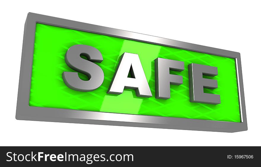 3d illustration of green safe sign isolated over white background